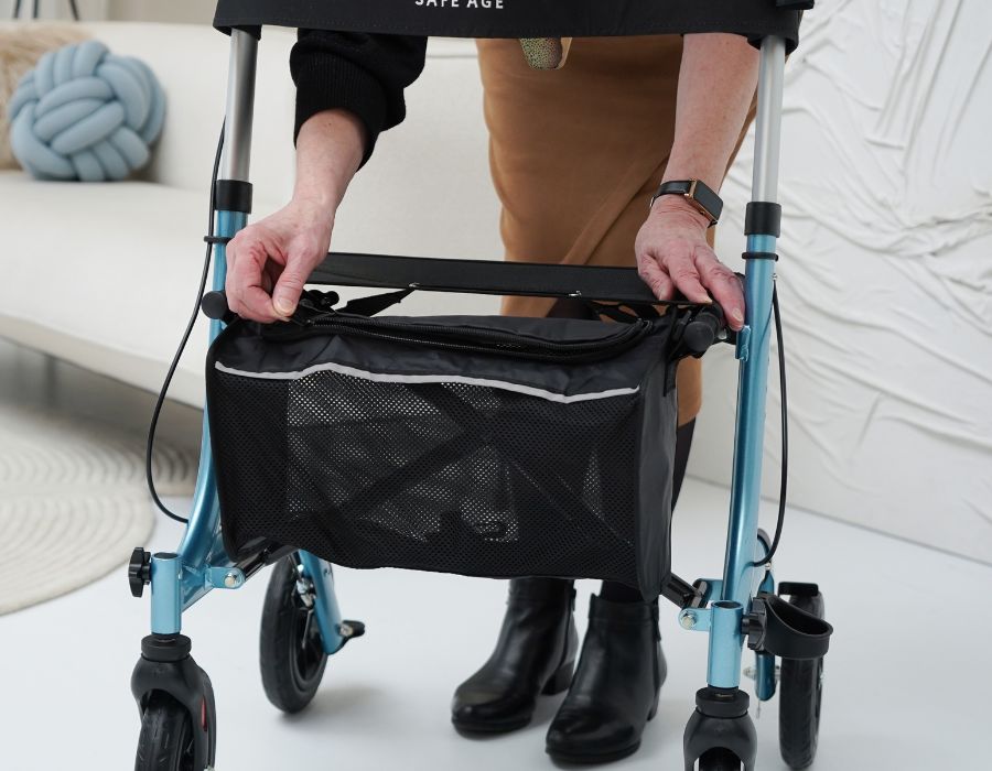 Einkaufstasche für Rollatoren und Regenschirmhalter für Gehstöcke
