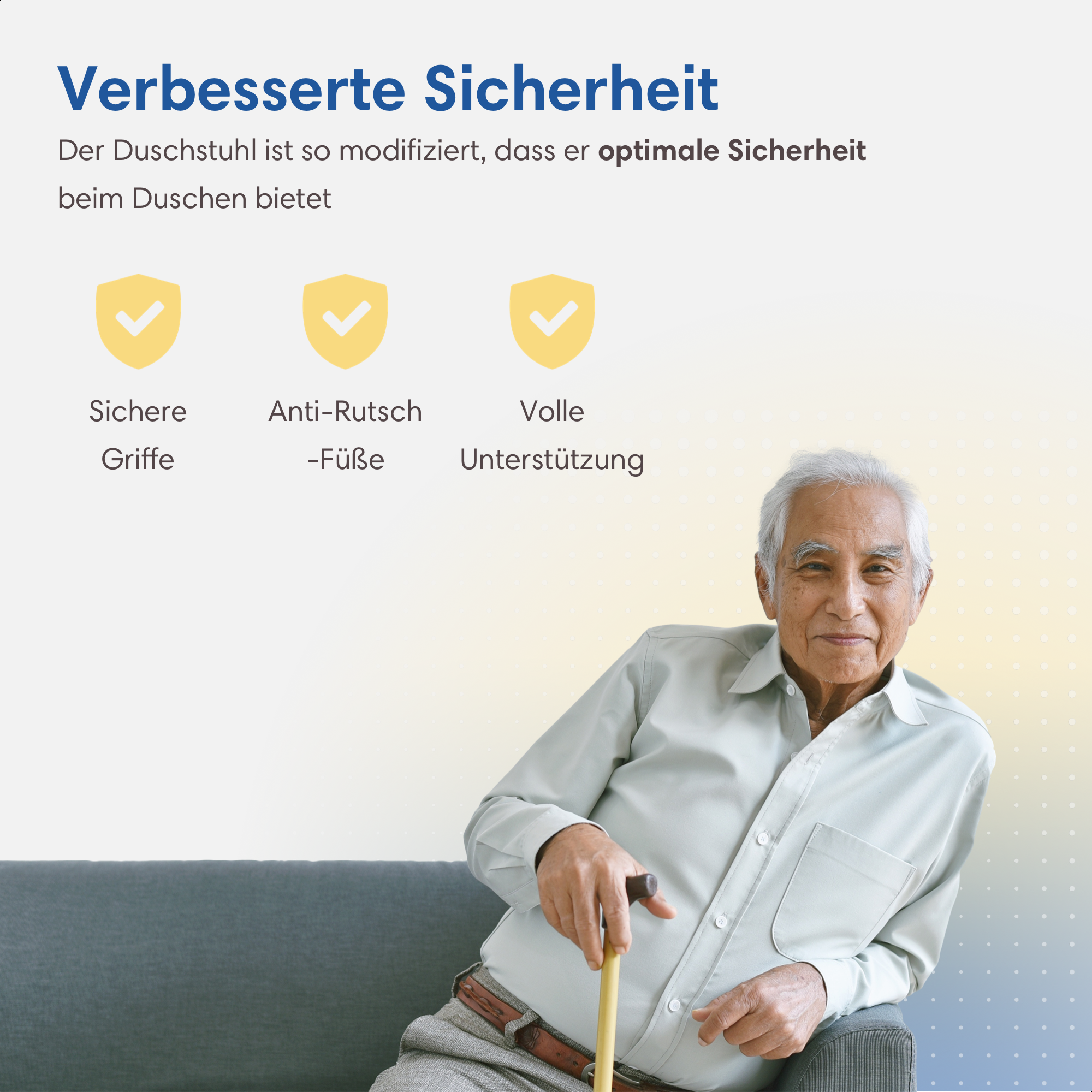 Sicherer, rutschfester Duschstuhl
