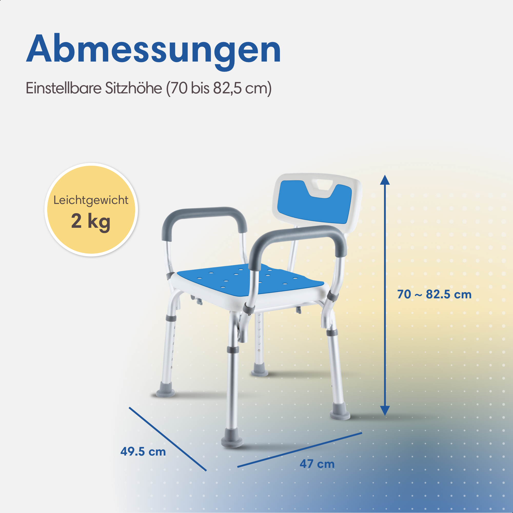 Abmessungen des Duschstuhls