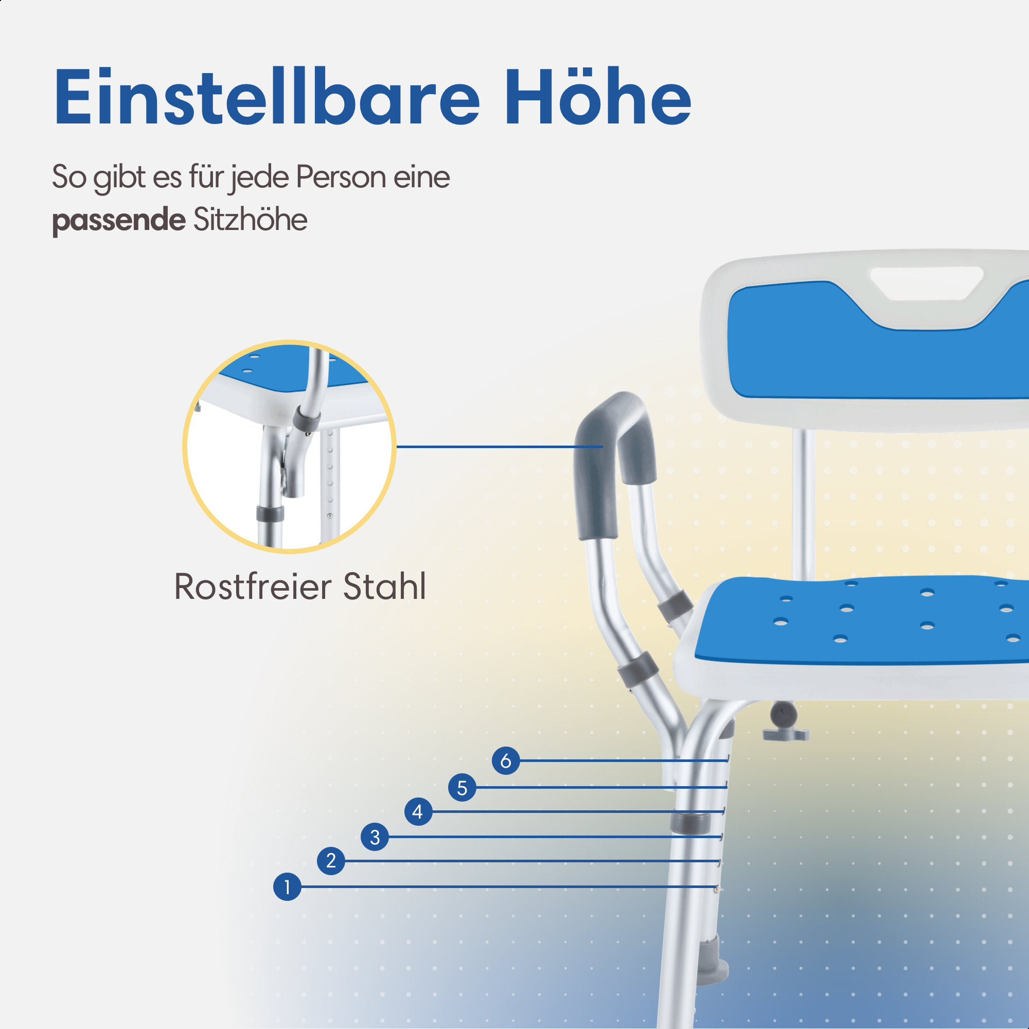 Höhenverstellbarer Duschstuhl