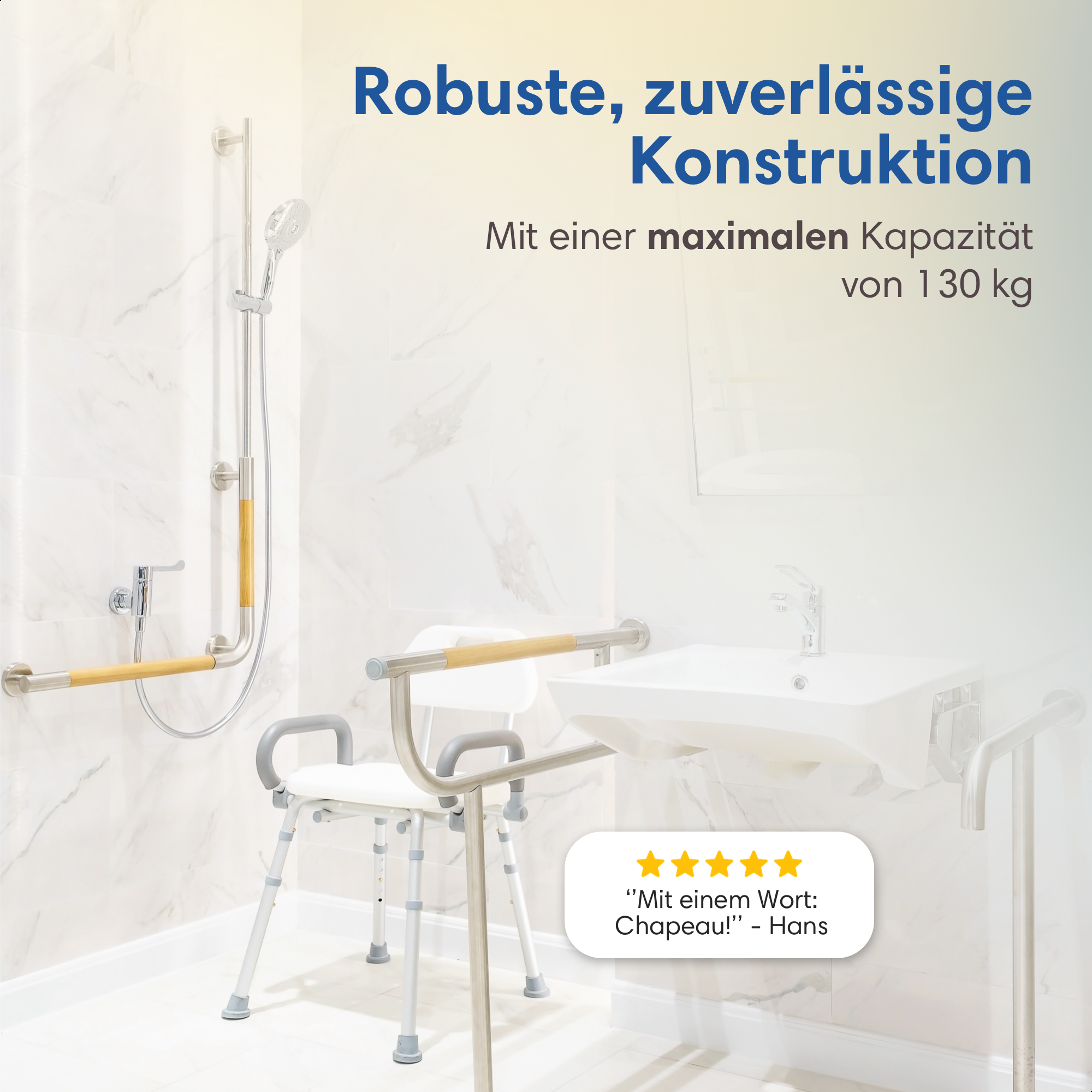 5-Sterne-Bewertung für Duschstuhl