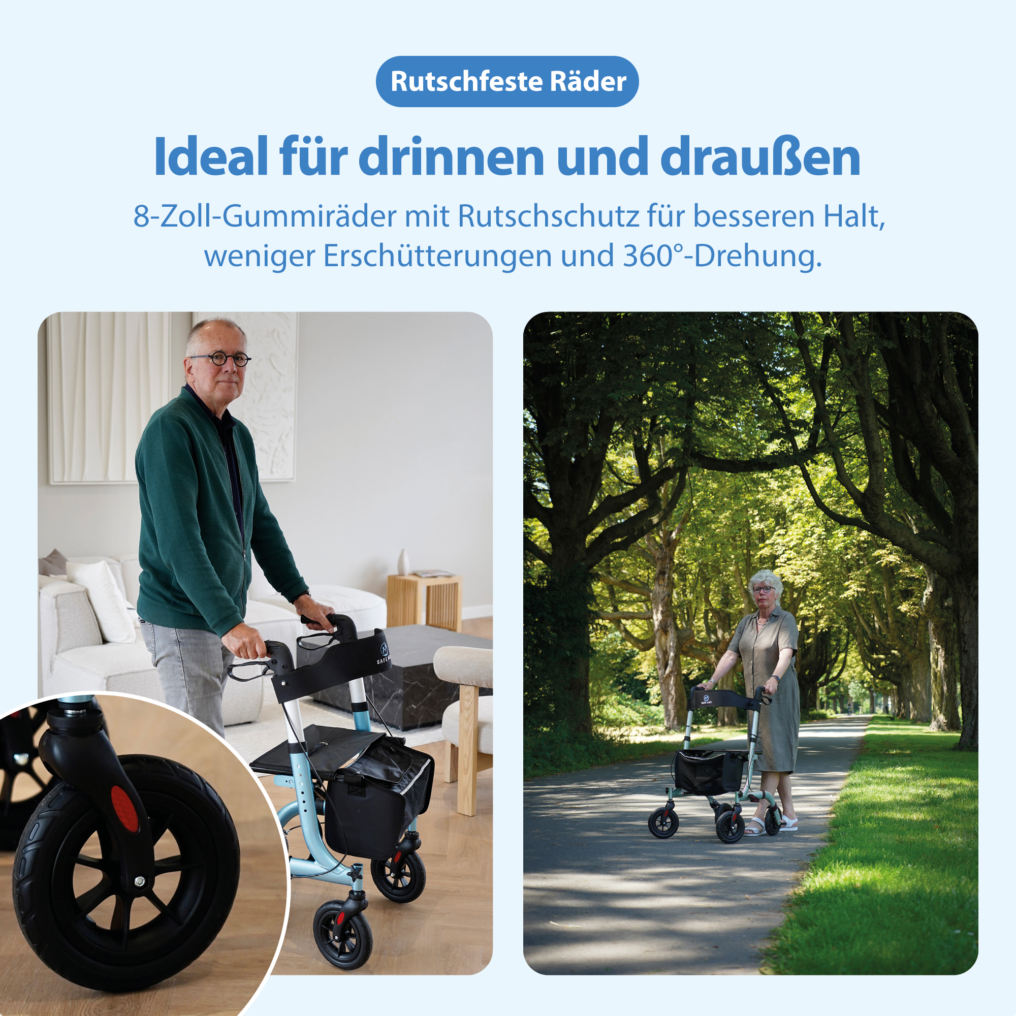 Rollator für den Innen- und Außenbereich
