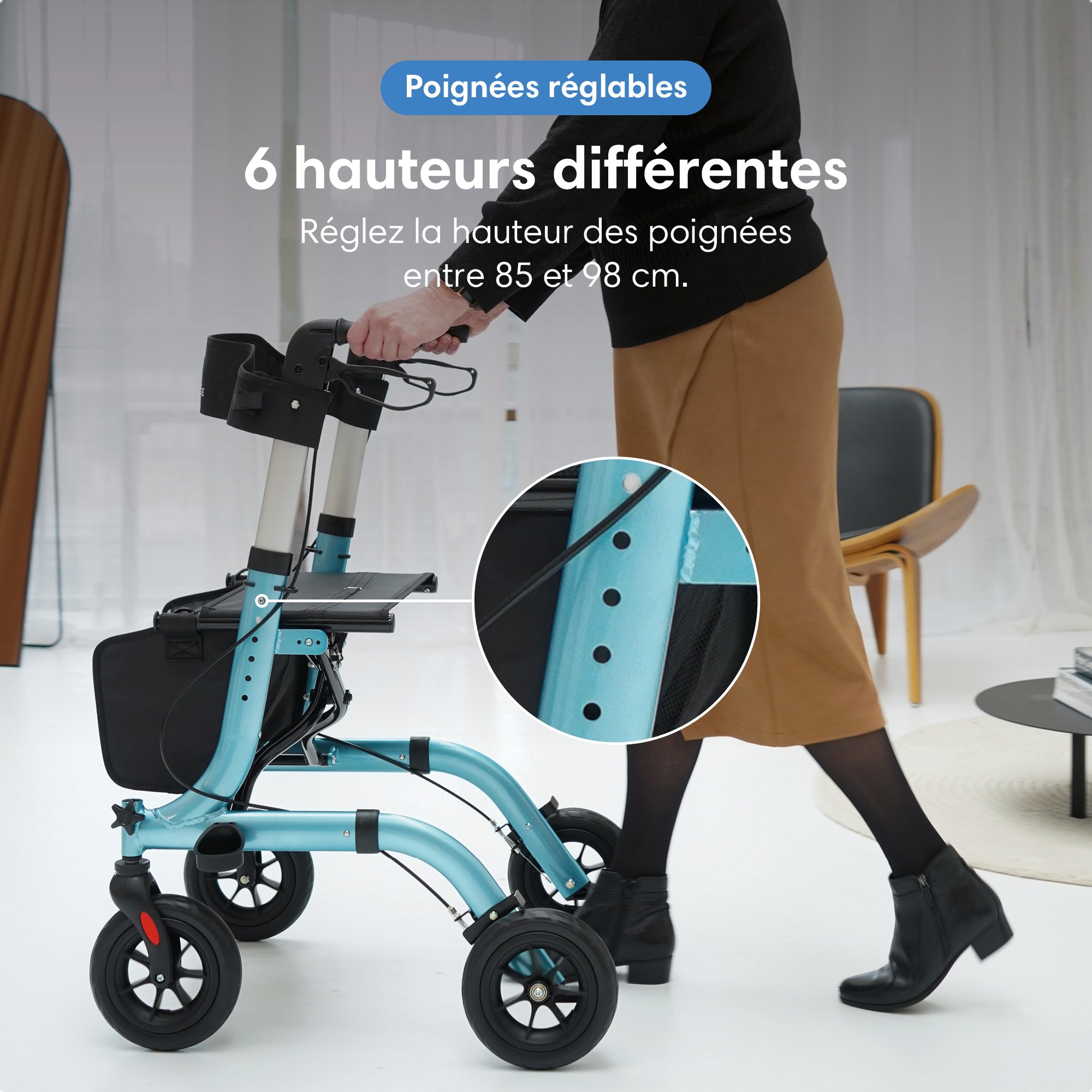 rollator réglable en hauteur